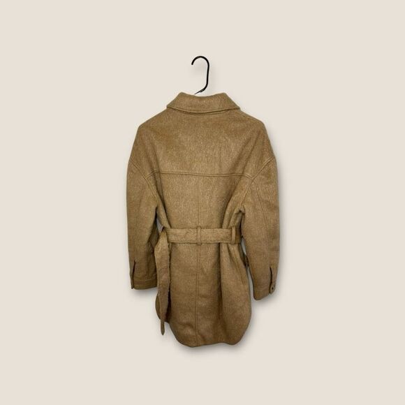 ASOS TopShop Belted Brushed Shacket in Camel Size US 2 - Picture 6 of 11